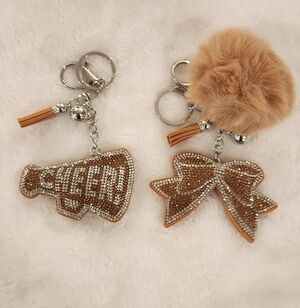 Cheer Keychain Set with Pom Pom And Bow Bag Charms
